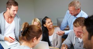 small group of students with professor