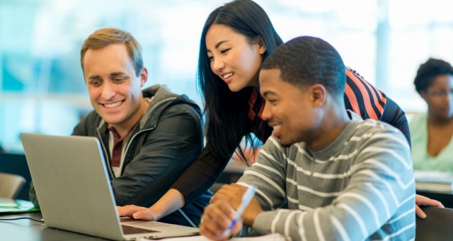 high school students working in groups