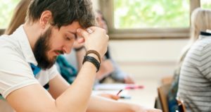 student struggling with test