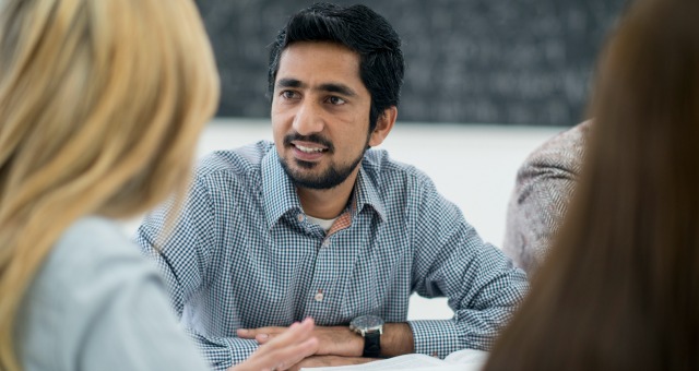students studying in class