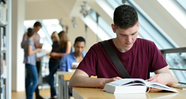 students studying in class