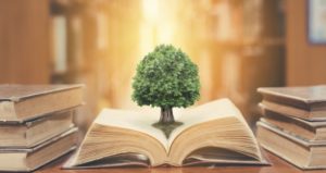 Tree growing from book reflects the Teaching Professor series