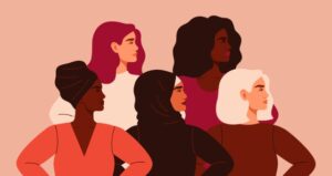 Women of all different ethnicities stand side by side
