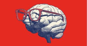Brain with glasses