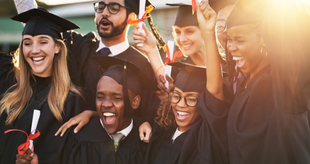 Diverse group of students celebrate success when graduating