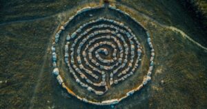 Spiral labyrinth made out of stone
